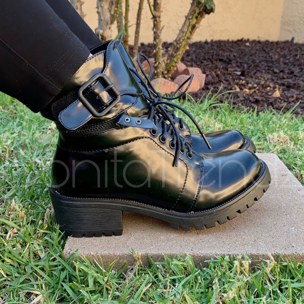 Grunge Black Lug Sole Combat Boots